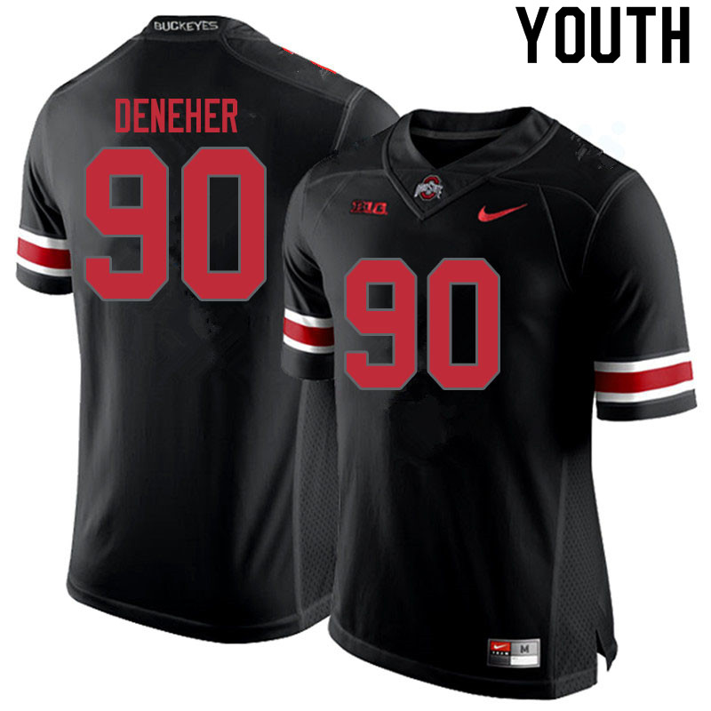 Ohio State Buckeyes Jack Deneher Youth #90 Blackout Authentic Stitched College Football Jersey